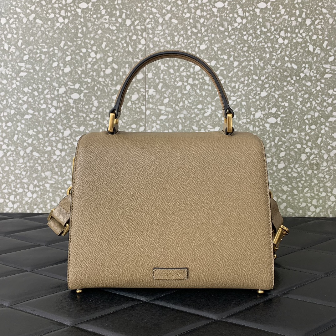 Valentino Garavani Vsling Medium Handbag in Grey Grainy Calfskin 